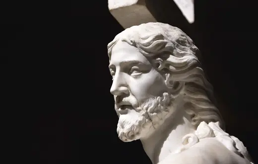 Zmartwychwstały Chrystus z Krzyżem, Michał Anioł Buonarroti, 1514–1516, pierwsza wersja ze skazą, wykończenie: anonimowy rzeźbiarz, XVII w. Fot. Wikimedia Commons