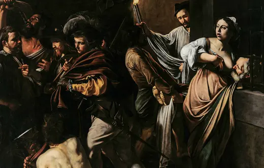 Mroczny, dużych rozmiarów obraz Caravaggia namalowany ok. 1607 roku przechowywany jest w neapolitańskim kościele Pio Monte della Misericordia. Przedstawia siedem uczynków miłosierdzia co do ciała. Stłoczone postaci trzeba wyłowić z ciemnego tła, detale ukazane są, jak to u Caravaggia, w ostrych kontrastach światła fot. Wikimedia Commons