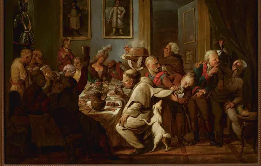 Uczta u Radziwiłła, Aleksander Orłowski, ok. 1820 r., Źródło: Wikimedia Commons