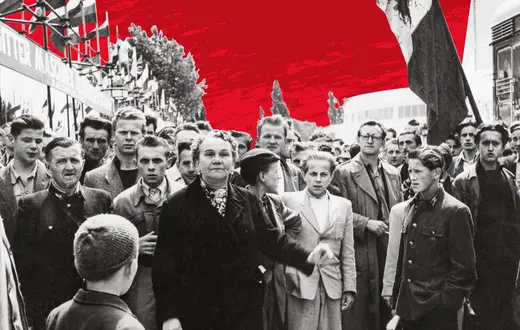  Demonstranci podczas trwających XXV Międzynarodowych Targów Poznańskich fot. Bettmann-Contributor/Getty Images