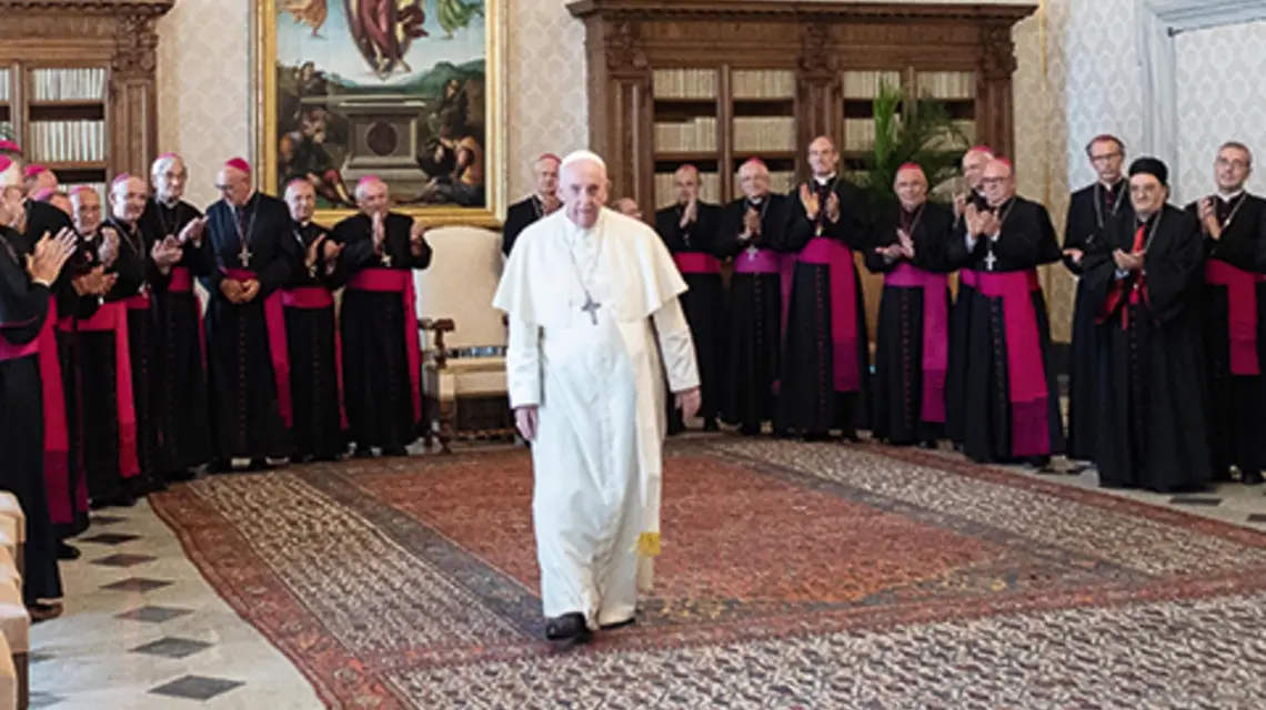 Biskupi z Francji podczas wizyty ad limina Apostolorum, Watykan 10 września 2021 r. fot. BackGrid UK/East News