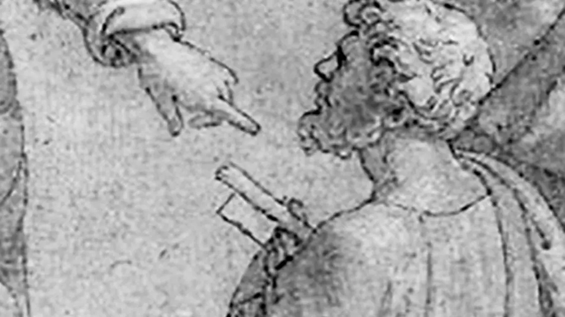 Rafael Santi, Przekazanie kluczy św. Piotrowi, projekt arrasu. (fragment) Il. Wikipedia