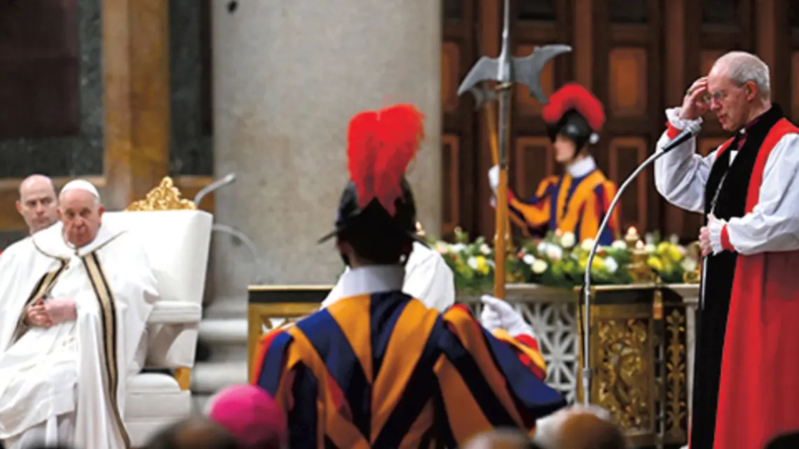 Arcybiskup Canterbury Justin Welby przemawia w czasie nieszporów, pod przewodnictwem papieża Franciszka, z okazji uroczystości Nawrócenia św. Pawła, Rzym, 25 stycznia br. | fot. East News