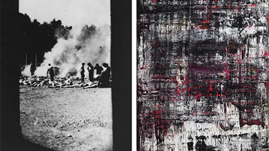 Zdjęcie wykonane przez Sonderkommando, ze zbiorów Miejsca Pamięci i Muzeum Auschwitz-Birkenau; Gerhard Richter, Birkenau, 2014 | fot. Materiały prasowe