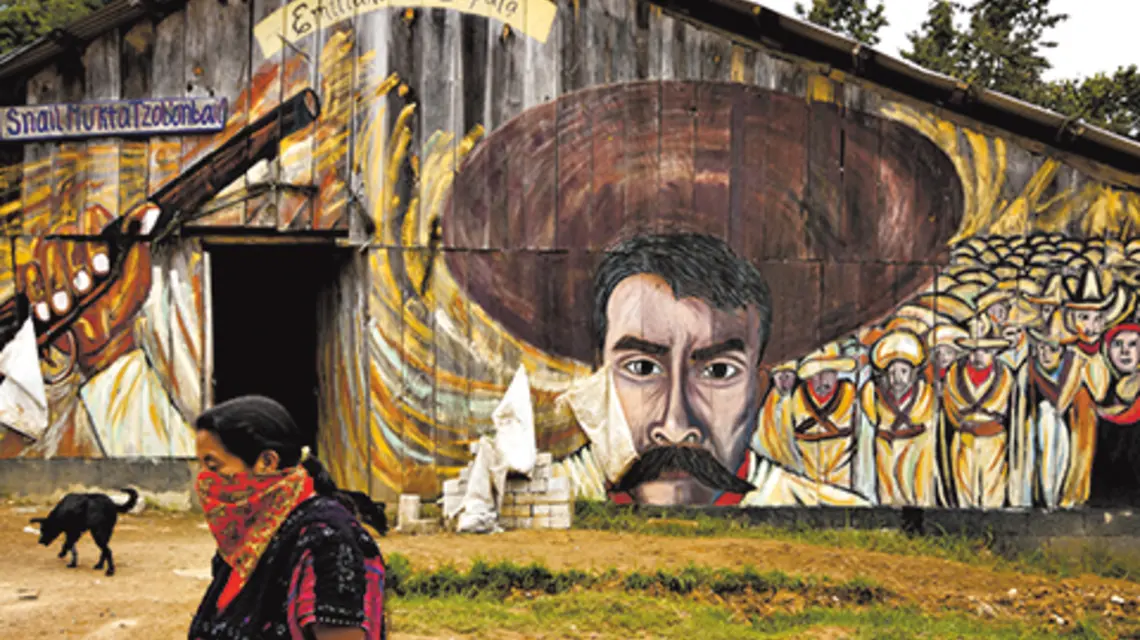 Chiapas jest najbiedniejszym stanem Meksyku. Na budynku w miejscowości Oventic mural przedstawiający Emiliano Zapatę, chłopskiego przywódcę meksykańskiej | fot. Dekaro/Getty Images