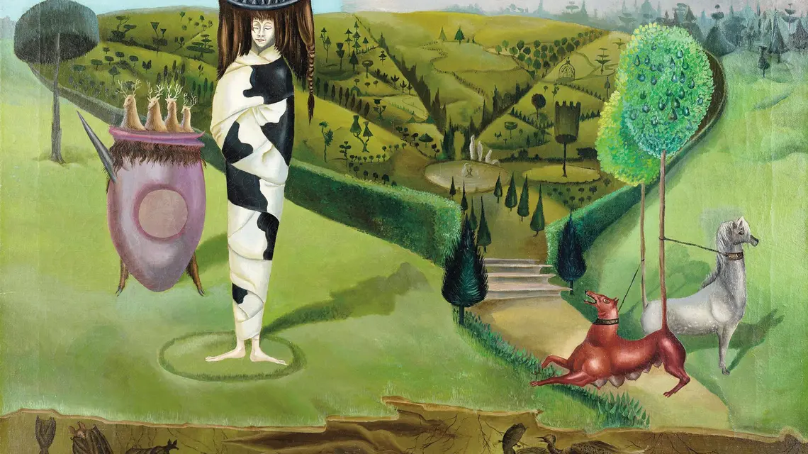 Green tea, Leonory Carrington. W jej pracach malarskich i literackich pojawiają się hieny, psy i klacze, reprezentujące alter ego artystki | fot. Materiały prasowe/Centre Pompidou 