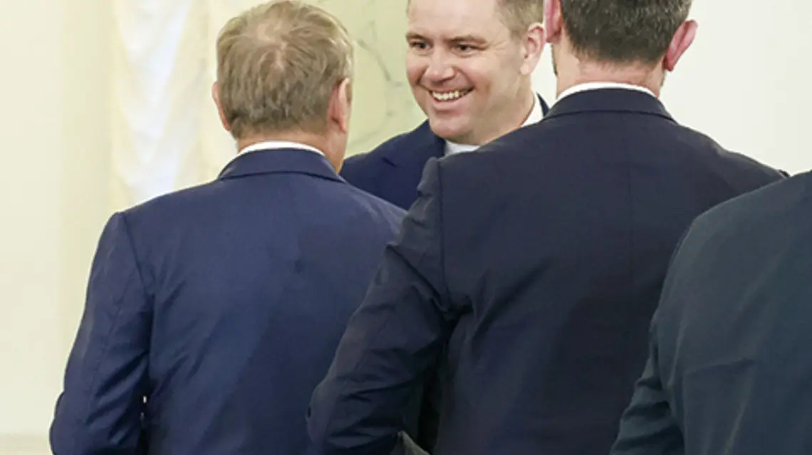 Pierwsze oficjalne spotkanie prezydenta elekta K. Nawrockiego i premiera D. Tuska podczas Rady Bezpieczeństwa Narodowego, Warszawa, 16 czerwca 2025 r. | fot. F. Naumienko/REPORTER/East News
