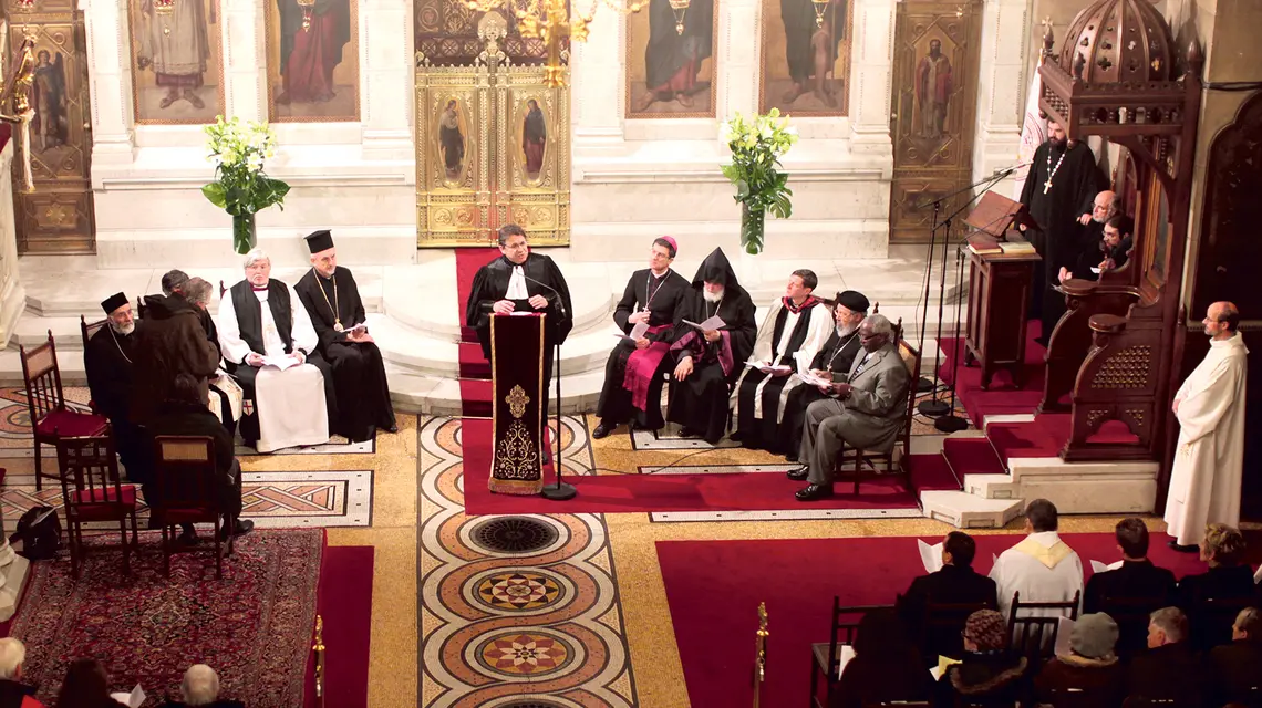 Obchody Tygodnia Modlitw o Jedność Chrześcijan w prawosławnej katedrze św. Stefana w Paryżu, styczeń 2012 r. fot. Godong/Universal Images Group/ Getty Images