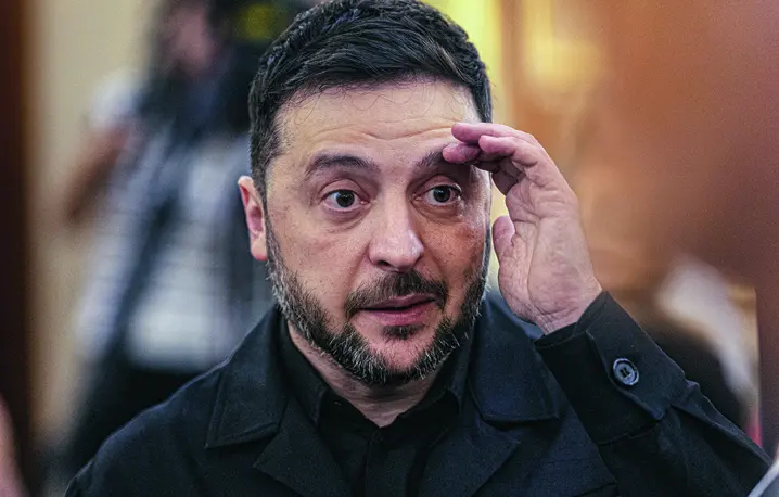 Prezydent Wołodymyr Zełenski bardzo się stara, by odsunąć od siebie wszelkie podejrzenia i uspokoić Ukraińców, Hiszpania, Madryt, 18 listopada 2025 r. fot. Eduardo Parra/Getty Images