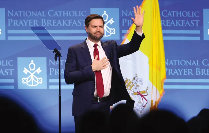 Wiceprezydent USA J.D. Vance podczas 20. dorocznego Narodowego Katolickiego Śniadania Modlitewnego w Waszyngtonie, 28 lutego 2025 r. | fot. Ting Shen/AFP/East News