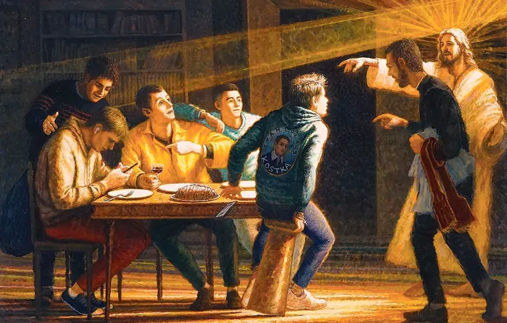Obraz Brunona Desroche'a aktualizuje scenę biblijną przedstawioną w dziele Caravaggia. Tak jak życie św. Stanisława Kostki pokazuje on, że powołanie każdego człowieka jest tajemnicą i zaczyna się od osobistego spotkania | fot. Materiały prasowe/brunodesroche.fr