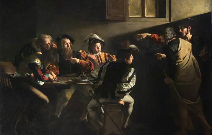 Caravaggio, Powołanie świętego Mateusza, 1599 r. | Fot. Wikimedia Commons
