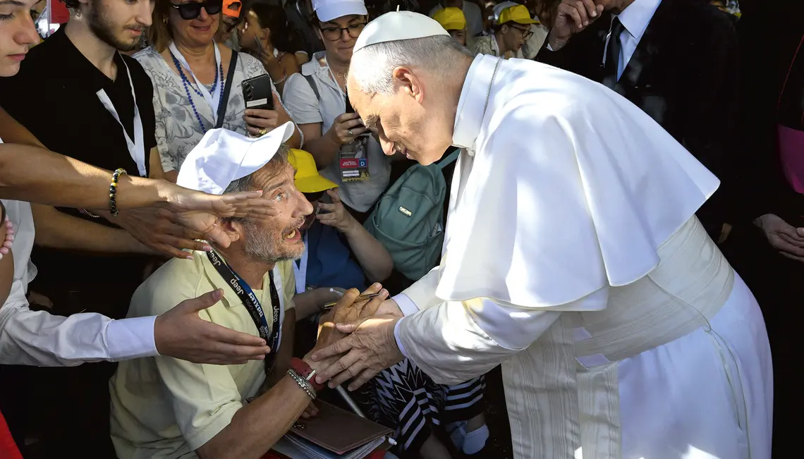 W Pawii podczas jednodniowej wizyty duszpasterskiej, 20 czerwca 2026 r. Papież Leon XIV przewodniczył uroczystości w Bazylice San Pietro in Ciel d’Oro (św. Piotra w Złotym Niebie) VIII-wiecznej świątyni, w której spoczywa św. Augustyn | fot. Simone Risoluti/Vatican Media/Abaca Press/East News